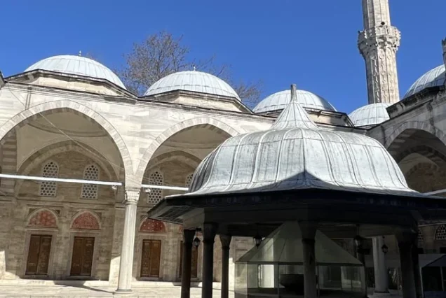 Sehzade Mosque courtyard fountain and domes