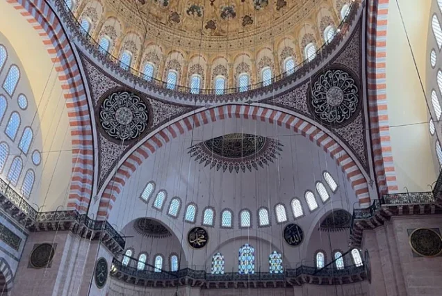 Suleymaniye Mosque interior dome ceiling by Mimar Sinan