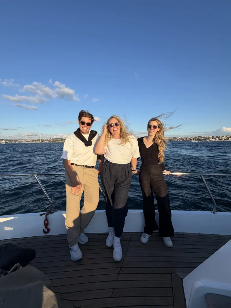 Private yacht deck on a daytime Bosphorus cruise from Karaköy